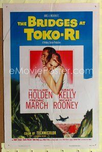 6j107 BRIDGES AT TOKO-RI 1sh '54 Grace Kelly, William Holden, Korean War, by James Michener!