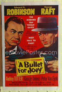 6j119 BULLET FOR JOEY 1sh '55 George Raft, Edward G. Robinson, film noir!