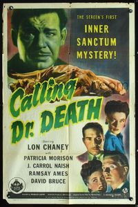 6j133 CALLING DR. DEATH 1sh '43 Reginald Le Borg directed, Lon Chaney Jr, Under the Doctor's Spell!