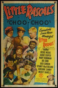 6j155 CHOO-CHOO 1sh R51 Hal Roach's Little Rascals w/Farina, Dickie Moore & Jackie Cooper!