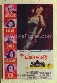 6j165 COBWEB 1sh '55 Richard Widmark, Lauren Bacall, Charles Boyer, Gloria Grahame, Lillian Gish