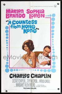 6j172 COUNTESS FROM HONG KONG 1sh '67 Marlon Brando, sexy Sophia Loren, directed by Chaplin!