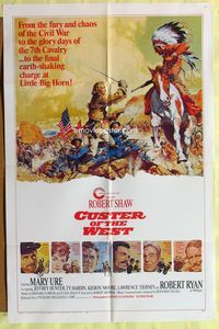 6j177 CUSTER OF THE WEST style A 1sh '68 Robert Shaw vs Indians at the Battle of Little Big Horn!
