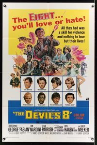 6j195 DEVIL'S EIGHT 1sh '69 Christopher George, Fabian, they had a skill for violence, action art!