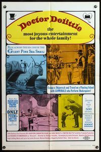 6j204 DOCTOR DOLITTLE 1sh R69 Rex Harrison can talk to the animals, directed by Richard Fleischer!