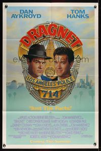 6j218 DRAGNET advance 1sh '87 Dan Aykroyd as detective Joe Friday with Tom Hanks!