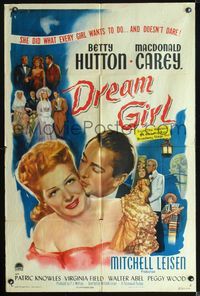 6j219 DREAM GIRL 1sh '48 Betty Hutton did what every girl wants to do, and doesn't dare!