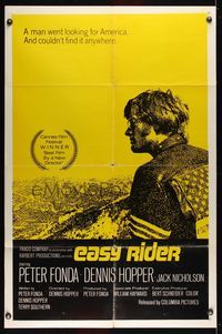 6j227 EASY RIDER 1sh '69 Peter Fonda, motorcycle biker classic directed by Dennis Hopper!