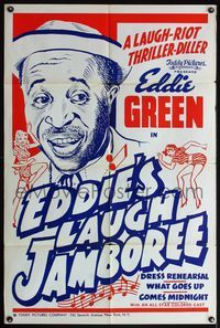 6j229 EDDIE'S LAUGH JAMBOREE 1sh '40s Toddy Pictures, Eddie Green triple-bill!