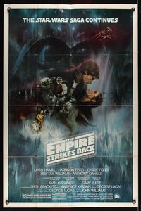 6j232 EMPIRE STRIKES BACK 1sh '80 George Lucas sci-fi classic, cool GWTW artwork by Roger Kastel!