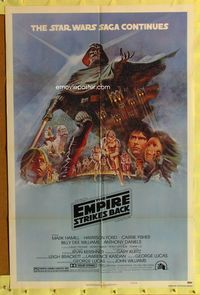 6j234 EMPIRE STRIKES BACK style B 1sh '80 George Lucas sci-fi classic, cool artwork by Tom Jung!