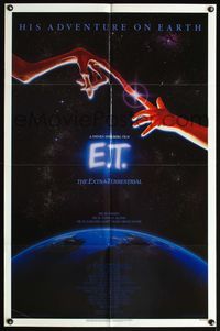 6j223 E.T. THE EXTRA TERRESTRIAL 1sh '82 Steven Spielberg classic, John Alvin art!