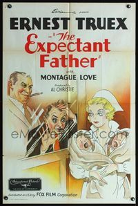 6j241 EXPECTANT FATHER 1sh '34 Ernest Truex & Montague Love, stone litho of new dad!