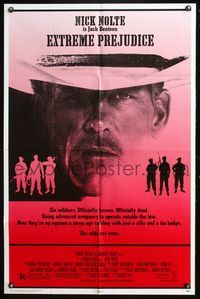 6j242 EXTREME PREJUDICE 1sh '86 cool close-up of cowboy Nick Nolte, Walter Hill directed!