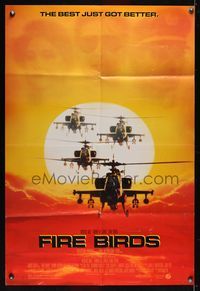 6j258 FIRE BIRDS DS 1sh '90 Nicolas Cage, Tommy Lee Jones, Sean Young, cool helicopter image!