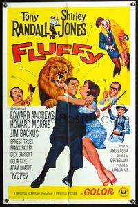 6j272 FLUFFY 1sh '65 great art of huge lion & Tony Randall w/pretty Shirley Jones!