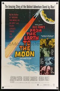 6j284 FROM THE EARTH TO THE MOON 1sh '58 Jules Verne's boldest adventure dared by man!