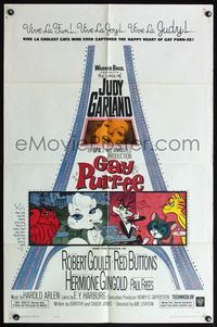 6j292 GAY PURR-EE 1sh '62 Judy Garland, Robert Goulet, Red Buttons, cartoon cats!