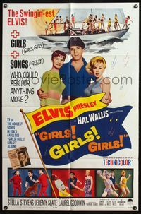 6j299 GIRLS GIRLS GIRLS 1sh '62 great art of swingin' Elvis Presley & boat full of sexy girls!