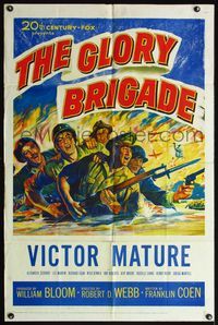 6j303 GLORY BRIGADE 1sh '53 cool artwork of Victor Mature & soldiers in Korean War!
