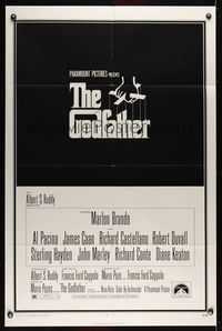 6j306 GODFATHER 1sh '72 Marlon Brando & Al Pacino in Francis Ford Coppola crime classic!