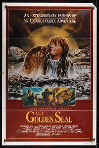 6j311 GOLDEN SEAL 1sh '83 Steve Railsback, cool art of pet seal kissing boy!
