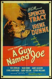 6j327 GUY NAMED JOE 1sh '44 World War II pilot Spencer Tracy loves Irene Dunne after death!