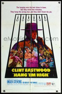 6j330 HANG 'EM HIGH 1sh '68 Clint Eastwood, they hung the wrong man and didn't finish the job!