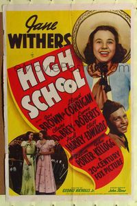 6j352 HIGH SCHOOL 1sh '40 San Antonio Texas, Jane Withers & Joe Brown Jr!