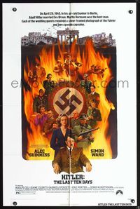 6j359 HITLER: THE LAST TEN DAYS 1sh '73 Alec Guinness as Adolf, Doris Kunstmann as Eva Braun!