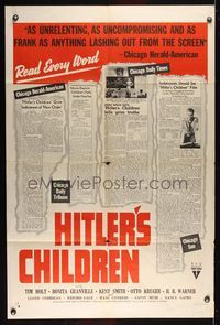 6j358 HITLER'S CHILDREN 1sh '43 out of the pages of the book that shocked the world!