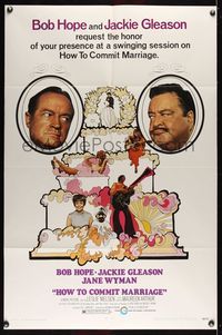 6j374 HOW TO COMMIT MARRIAGE 1sh '69 great image of Bob Hope & Jackie Gleason glaring at each other