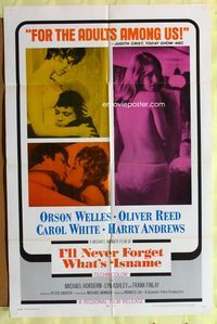 6j389 I'LL NEVER FORGET WHAT'S'ISNAME 1sh '68 Orson Welles, sexy Carol White, Michael Winner!