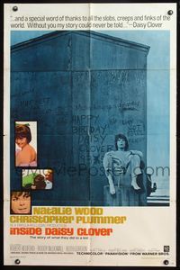 6j403 INSIDE DAISY CLOVER 1sh '66 great image of bad girl Natalie Wood, Christopher Plummer!