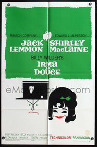 6j406 IRMA LA DOUCE style B 1sh '63 Billy Wilder, great art of Shirley MacLaine & Jack Lemmon!