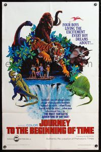 6j420 JOURNEY TO THE BEGINNING OF TIME 1sh '66 4 boys live their dream of fighting dinosaurs!