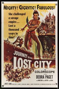 6j422 JOURNEY TO THE LOST CITY 1sh '59 Fritz Lang directed, art of sexy Arabian Debra Paget!