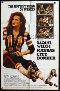 6j426 KANSAS CITY BOMBER 1sh '72 great image of sexy roller derby girl Raquel Welch!
