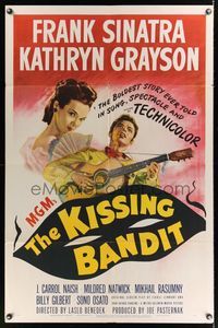 6j437 KISSING BANDIT 1sh '48 art of Frank Sinatra playing guitar & romancing Kathryn Grayson!