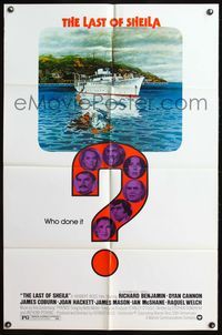 6j449 LAST OF SHEILA 1sh '73 artwork of dead body floating away from ship by Robert Tanenbaum!