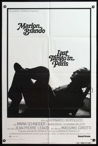 6j451 LAST TANGO IN PARIS 1sh '73 Maria Schneider, Bernardo Bertolucci, x-rated Marlon Brando!