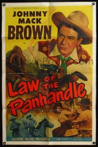 6j452 LAW OF THE PANHANDLE 1sh '50 Texas cowboy Johnny Mack Brown, Jane Adams & Riley Hill!