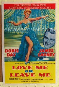 6j475 LOVE ME OR LEAVE ME 1sh '55 full-length sexy Doris Day as famed Ruth Etting, James Cagney!