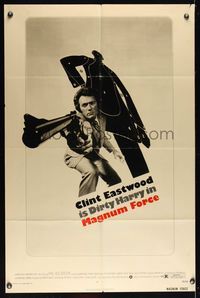 6j493 MAGNUM FORCE 1sh '73 Clint Eastwood is Dirty Harry pointing his huge gun!