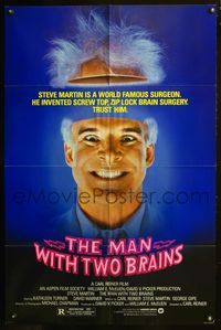 6j510 MAN WITH TWO BRAINS 1sh '83 wacky world famous surgeon Steve Martin performs brain surgery!
