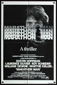 6j516 MARATHON MAN 1sh '76 cool image of Dustin Hoffman, John Schlesinger classic thriller!