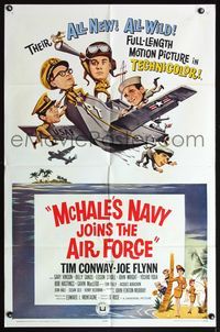 6j535 McHALE'S NAVY JOINS THE AIR FORCE 1sh '65 great art of Tim Conway in wacky flying ship!