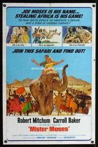 6j546 MISTER MOSES 1sh '65 Robert Mitchum & Carroll Baker are stealing Africa!