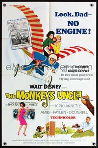 6j550 MONKEY'S UNCLE 1sh '65 Disney, Annette Funnicello flying with ape!