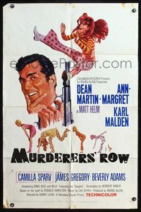 6j568 MURDERERS' ROW 1sh '66 art of spy Dean Martin as Matt Helm & sexy Ann-Margret by McGinnis!